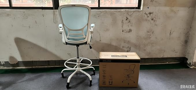 Drafting Chair Tall Office, Ergonomic Standing Desk Stool Adjustable Drafting Chair Big Tall Drafting Office Chair Blue - Image 9