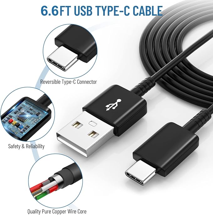 Phone Charger USB C Charger Fast Samsung Charger Type C Chargers Fast Charging Android Charger for Samsung Galaxy S26/S25/S24/S23/S22/S21/S20/S10/S10/S10E/S9/S8,Note 8 9 10 with 6.6Ft Cable Cord - Image 5