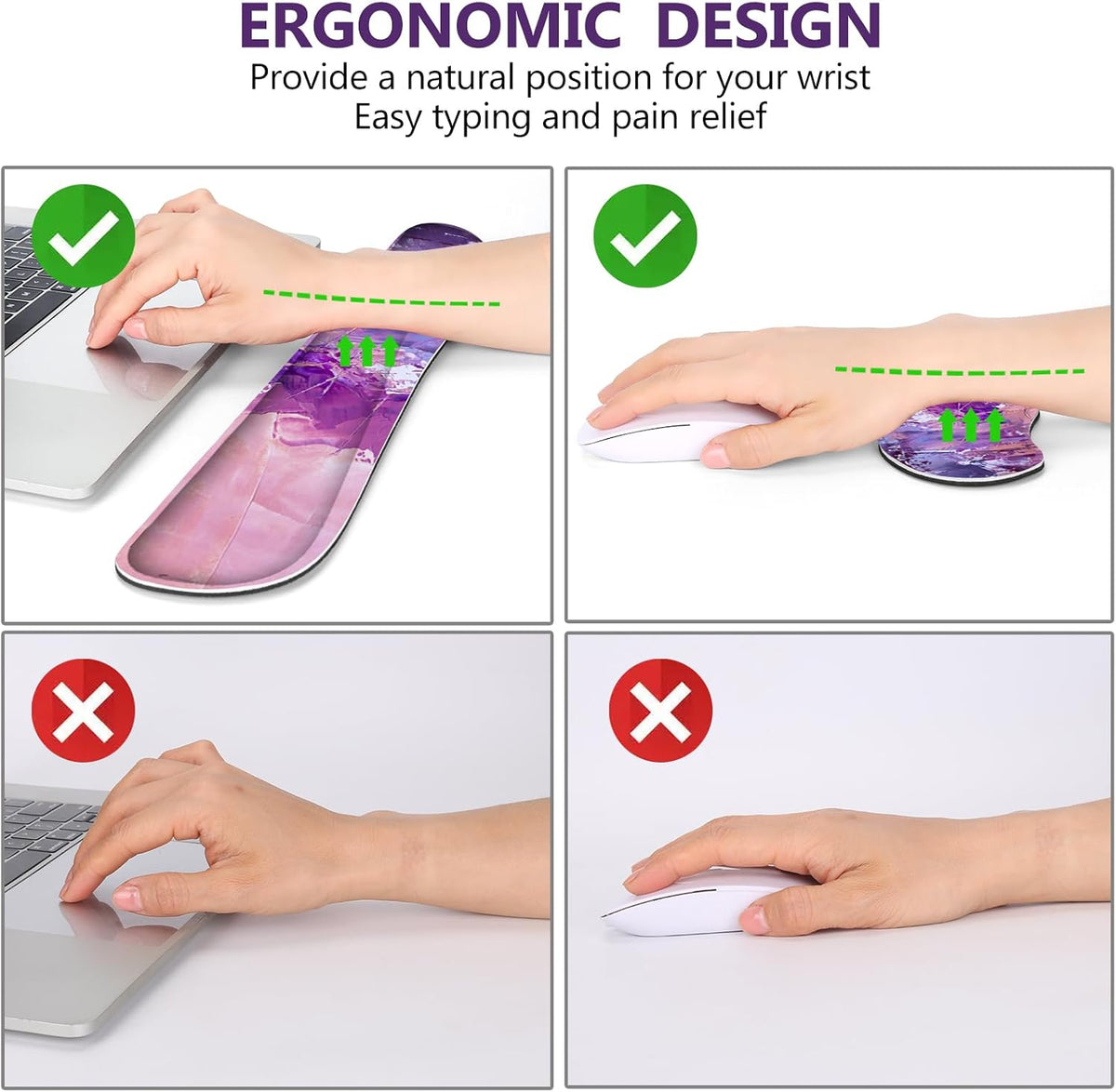 DINKY Keyboard Mouse Pad Set, Large Gaming Mousepad + Memory Foam Ergonomic Keyboard Wrist Rest Support, Easy Typing Pain Relief, 4Pcs (35.4" x 15.8") Extended Desk Mat-Abstract - Image 4