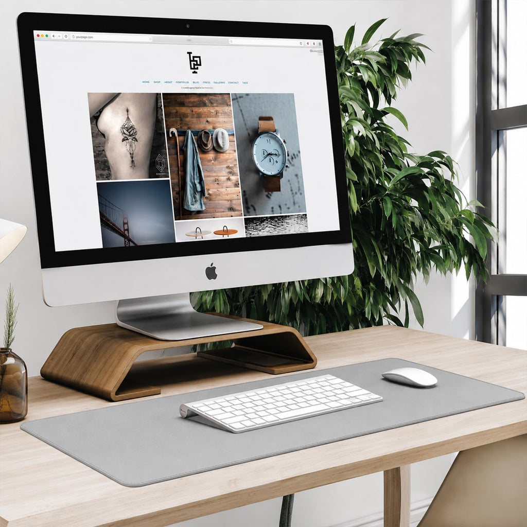 Large Mouse Pad Desk Mat Large Office Desk Pad with Stitched Edges, Gray - Image 6
