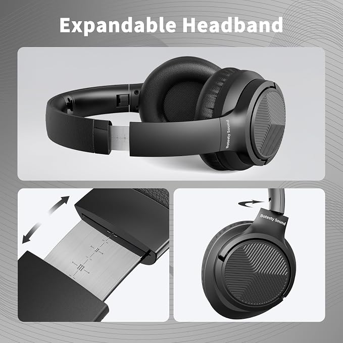 Botesty Sound Headphones Wired with Microphone, Over Ear Foldable 3.5mm Plug in Headphones with 4.9ft Tangle-Free Nylon Cord for Tablet, Laptop, MP3/4, School, Airplane Travel (Black) - Image 3
