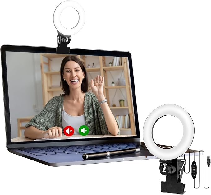 Video Conference Lighting Kit， Ring Light for Computer | Clip on Light Reading Lights, 360 ° Flexible Gooseneck Bed Night Light ， Laptop Video Conferencing - Image 7