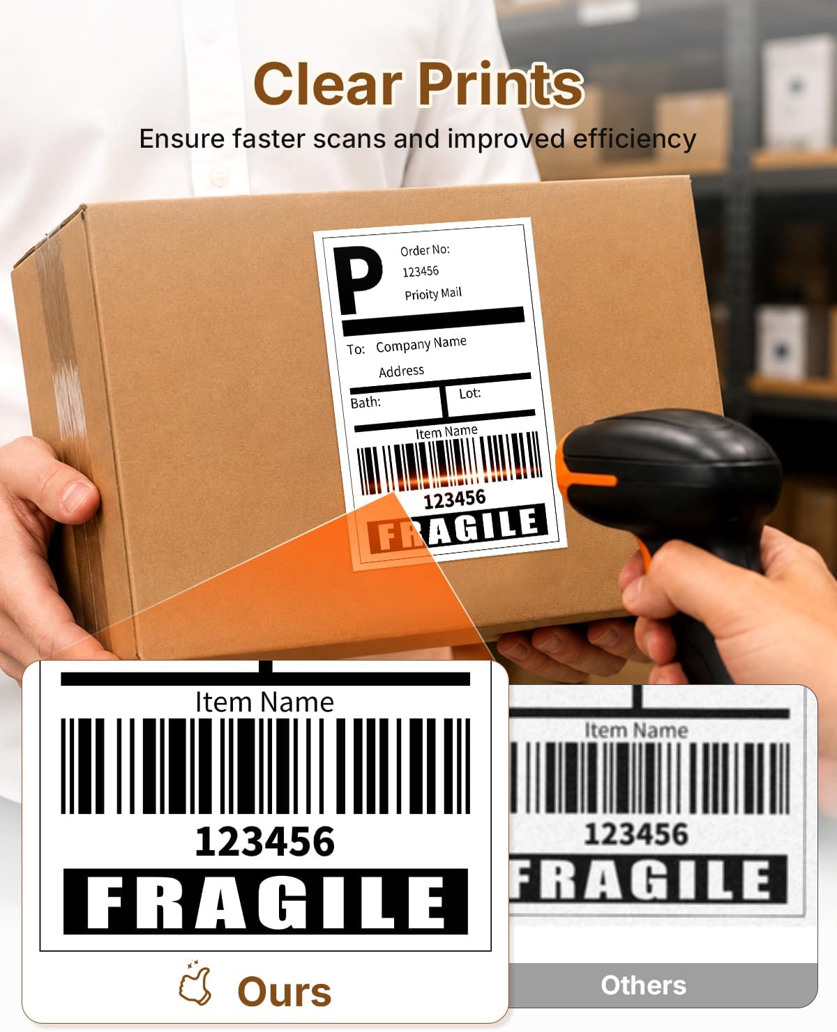 Rongta Fanfold 4x6 Direct Thermal Labels, Perforated Shipping Label Printer Paper for Lable Printers, Clear Printing and Strong Adhesive (White 4x6, 1 Stacks | 100 Labels) (Pack of 2) - Image 3