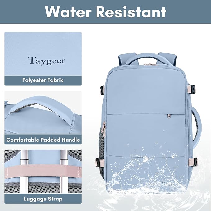 Taygeer Travel Backpack for Women, TSA Carry On Backpack with Shoe Pouch | 15.6" Laptop Mochila Flight Approved with Water Bottle Pocket, Nurse Bag Casual Daypack for Weekender Hiking, Powder Purple - Image 7