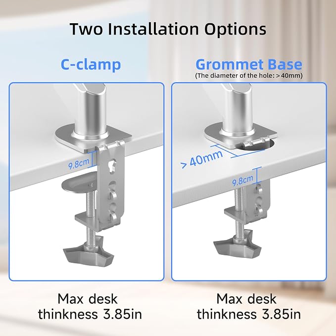 Suptek Ultrawide Monitor Arm Mount for 17 to 49 Inch Heavy Duty Curved Screen,Holds 46.2 lbs,Adjustable Gas Spring Monitor Arm Desk Mount Stand,75/100 Vesa Mount,Silver(MD71LS) - Image 5