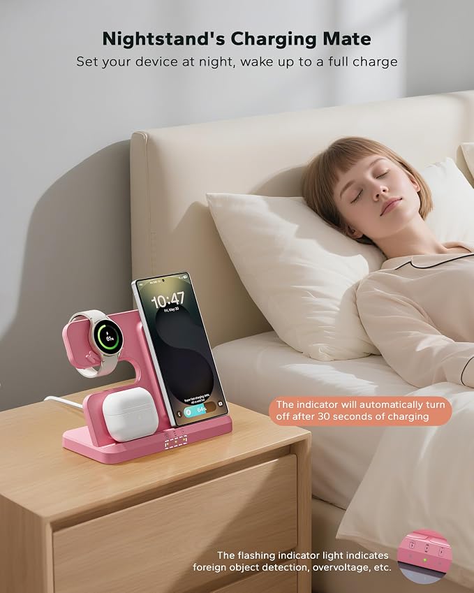 Wireless 3 in 1 Charging Station for Samsung, Phone and Watch Charger for Galaxy S25 Ultra/S24/S23/Z Fold, Wireless Charging Dock for Samsung Watch Galaxy 8/7/6/5, Galaxy Buds 3/2/Pro - Image 7