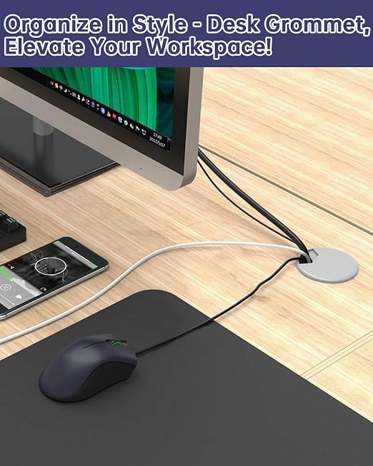 Desk Grommet 3-1/8 inch (80mm) 8 Pieces - White Desk Cable Grommet Desk Cable Hole Covers with Hole Saw for TV, Office, Wires Through Countertop and Home Table - Image 2