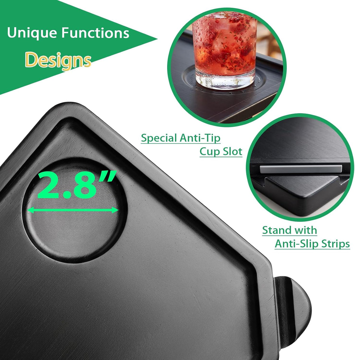 Couch Arm Tray Table Sofa Arm Clip Table, Armrest Tray Table Suitable for Home Drinks/Fast Food/Fruit Etc, Large Size Multi-Function Black - Image 5