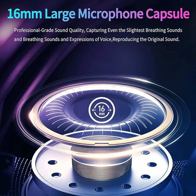 USB Gaming Condenser Microphone for PC/Desktop,192kHz/24Bit,Noise Cancellation,Monitoring,Quick Mute & RGB Lighting,USB PC Mic for Laptop,Podcast,Streaming,Recording Black - Image 4
