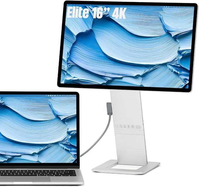 SOTSU FlipAction Elite 16" | 4K Portable Monitor | 3840 x 2400 (UHD+) | 60 Hz | 100% DCI-P3 | 450 Nits | Pivot Rotate | Full Metal CNC | Perfect Match for Mac and Windows (Silver) | 3840x2400 UHD+ | 60Hz | 100% DCI-P3 | 450 Nits | Pivot Rotate | Full M... by SOTSUPortableMonitor