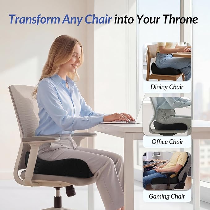 6" Thickened Donut Pillow Seat Cushion, Ergonomic Hemorrhoid Pillow with Widened Cutout for Tailbone,Sciatica Pain Relief & Postpartum, Memory Foam Office Chair Cushion for Long Sitting at Home - Image 8