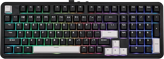 EPOMAKER TH99 Tri-Mode Wireless Mechanical Keyboard with 8000mAh Battery | Hot Swappable Custom RGB Gaming Keyboard with Numpad, Creamy Gasket Keyboard for PC/Mac/Office (Black, Sea Salt Silent) by EPOMAKER