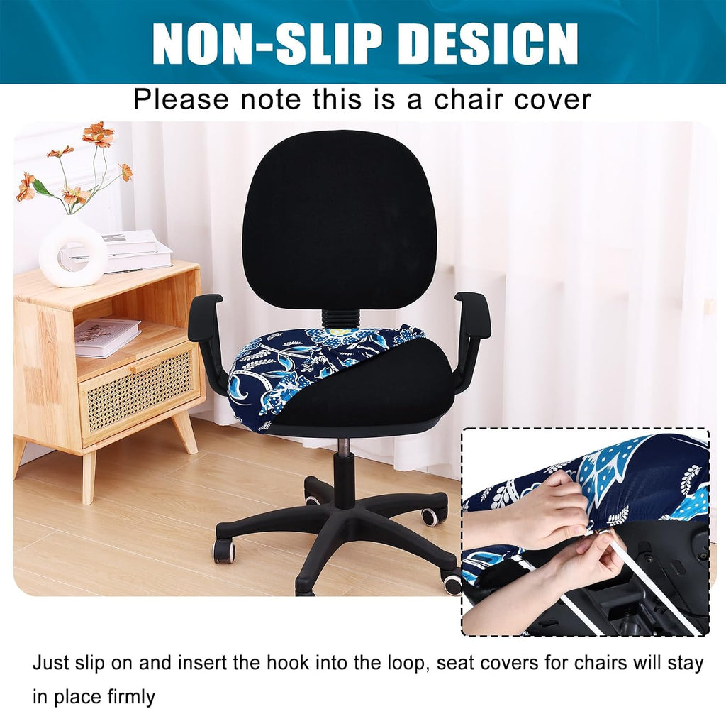Smiry Stretch Printed Office Computer Desk Chair Seat Covers - Image 3