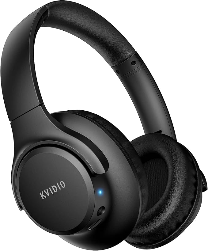 KVIDIO Bluetooth Headphones Wireless Over Ear Headsets 65H Playtime | Deep Bass, HiFi Stereo, Bluetooth 6.0, Microphone, Comfortable Fit, Foldable, Lightweight, Low Latency for Travel Home Office by ProfessionalHeadphonesMaker