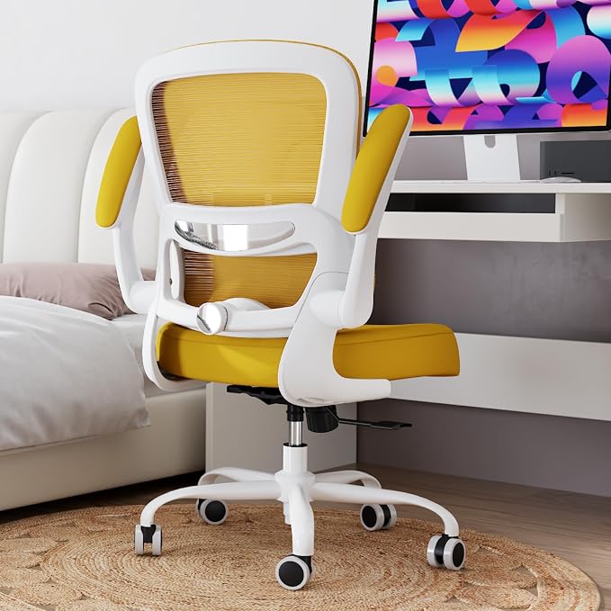 TRALT Office Chair - Ergonomic Desk Chair with Adjustable Lumbar Support, Mesh Computer Chair, Executive Chair for Home Office Comfortable Lumbar Support (1, White Yellow) - Image 9