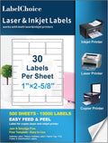 500 Sheets 15000 Pcs 30 Up Labels 1" x2-5/8 Shipping Address Labels for Laser & Inkjet Printers, Mailing Labels 30 per Sheet Return Address Stickers, 30 per Page on US Letter by LabelChoice
