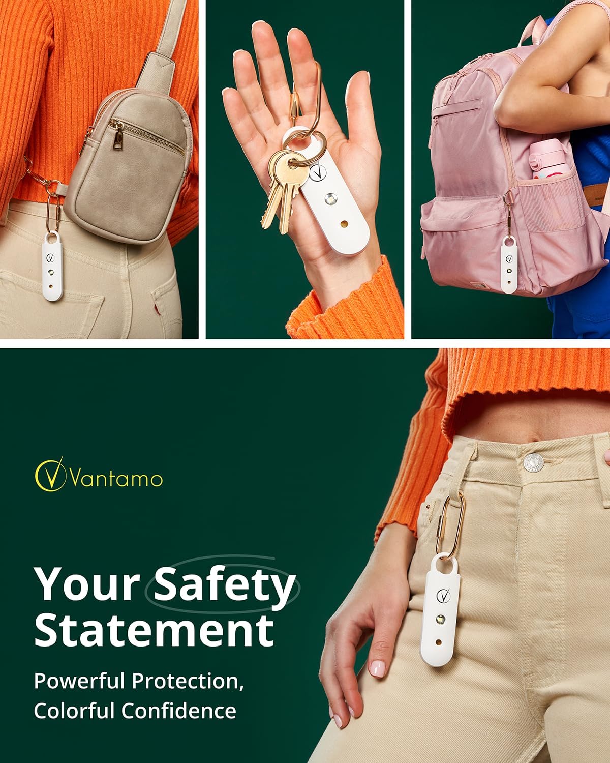 Vantamo Personal Alarm for Self Defense with Low Battery Notice, Strobe Light & Extra Loud 130 dB Double Speakers Safety Keychain Set for Women, Rechargeable Panic Button for Womens Self Defense - Image 2
