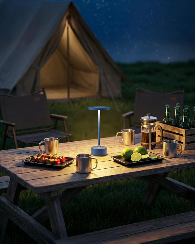 PUSU Rechargeable Table Lamps Set of 2, Blue Cordless Portable Desk Lamp | 4000mAh Battery, Stepless Dimming & 3 Color 2700K-6000K, LED Lamp for Bedroom, Living Room, Restaurant, Outdoor, Night Light - Image 9