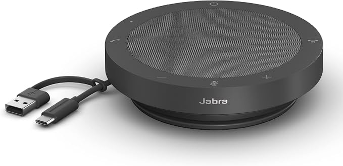 Jabra Speak2 40 Portable Speakerphone - 4 Noise-Cancelling Mics, Full-Range 50mm Portable Speaker, Wideband Audio and USB-A and USB-C Connections - Certified for Zoom and Google Meet - Dark Grey by Jabra