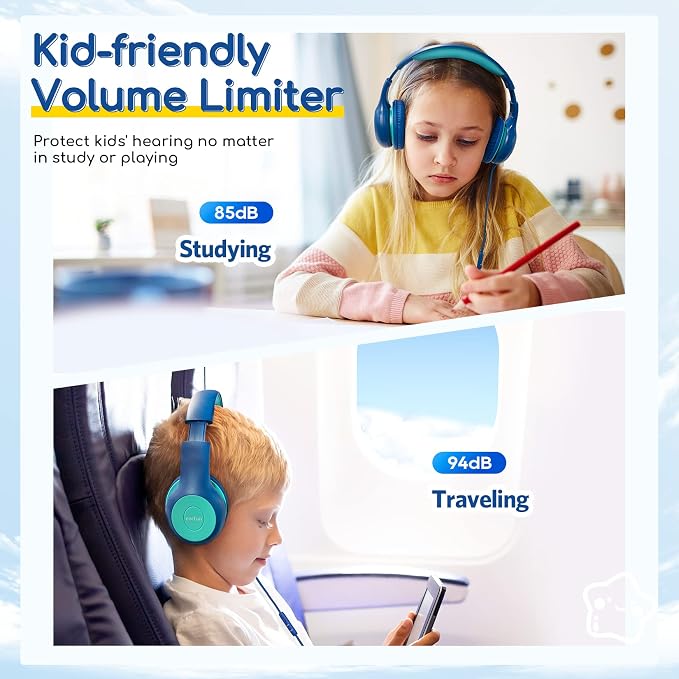 EarFun K1 Kids Headphones Wired with Mic, USB Type C Headphones for Kids | 85/94dB Volume Limit, Portable Wired Headphone with Shareport, Stereo Sound Foldable Headset for School/Toddler/Tablet, Blue - Image 5