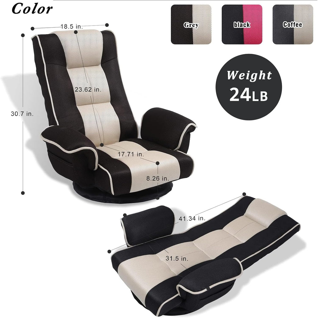 360° Swivel Floor Gaming Chair, 14-Position Adjustable, Foldable - Image 2