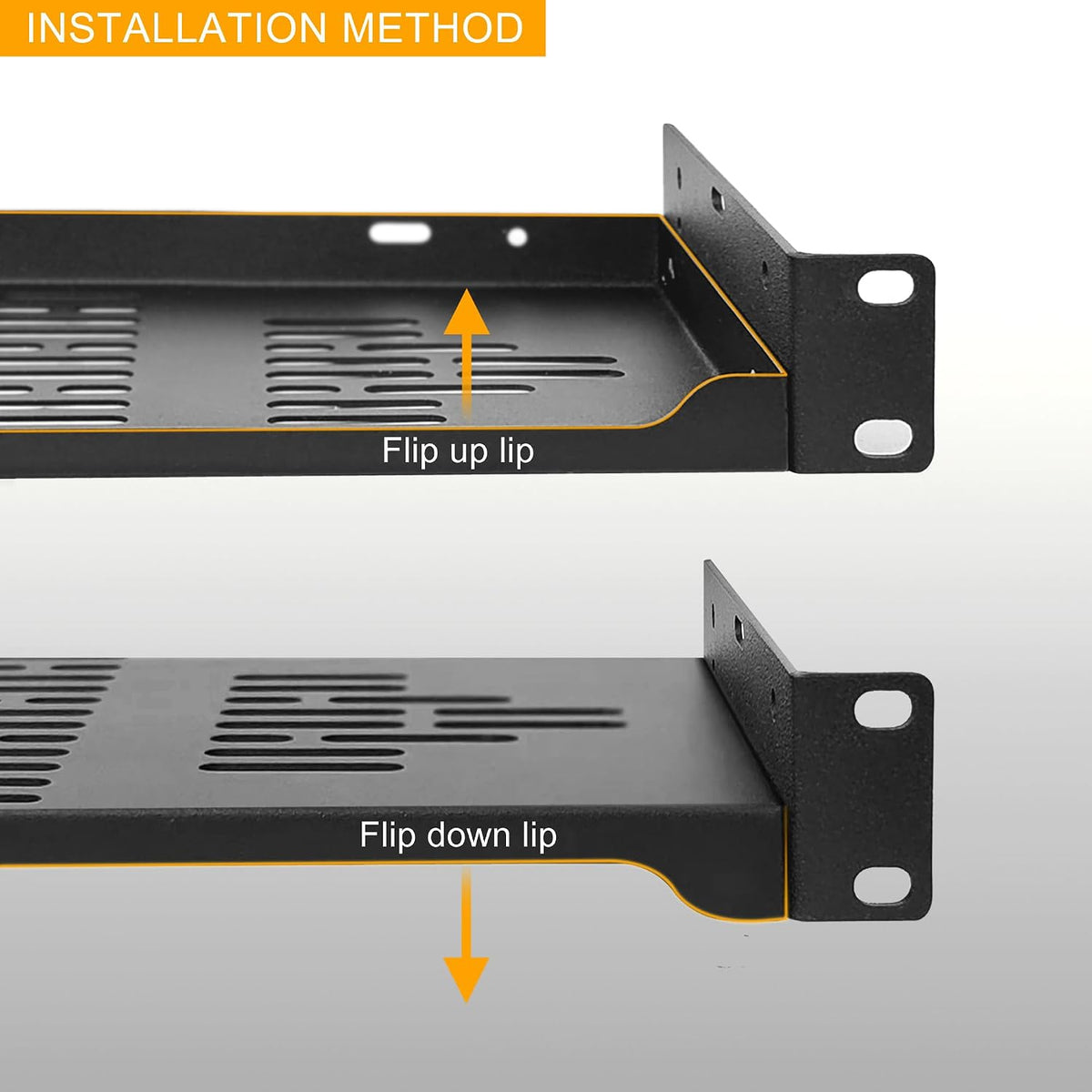 2 PCS 12” Rack Shelves for 19 inches Network Rack & Cabinets, 1U Rack Mount Shelf Vented Cantilever Tray, for Server, IT & Sound Equipment - Image 3
