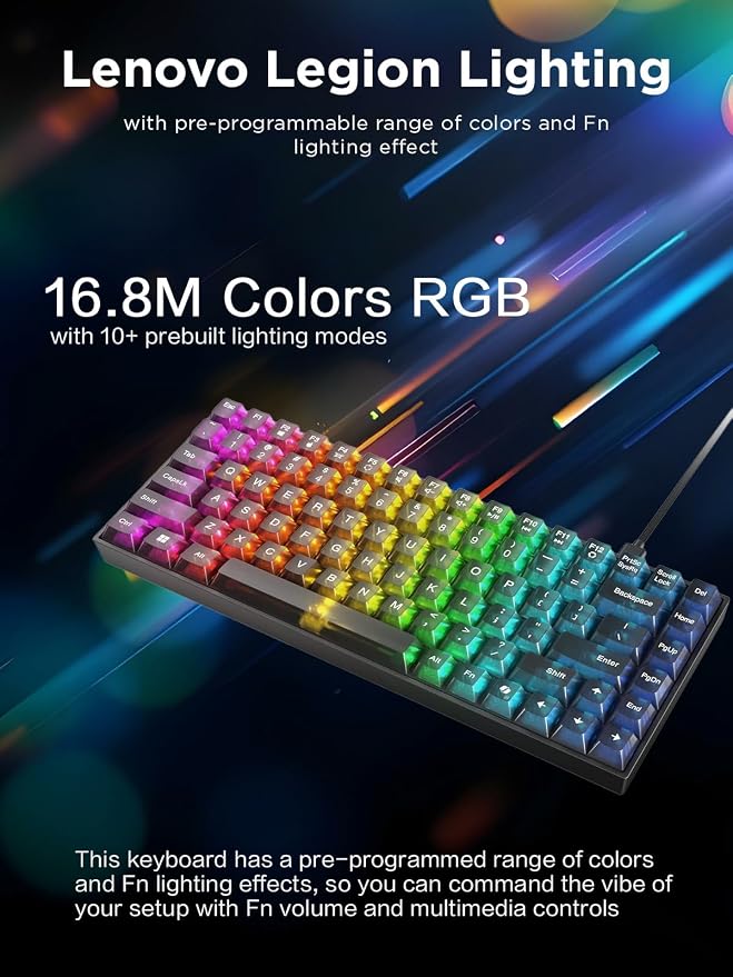 Lenovo Legion K510 Mini Pro Wired Mechanical Gaming Keyboard - 75% Compact Design, RGB Illumination, Hot-Swappable Mechanical Switches, Programable Keys - Image 3