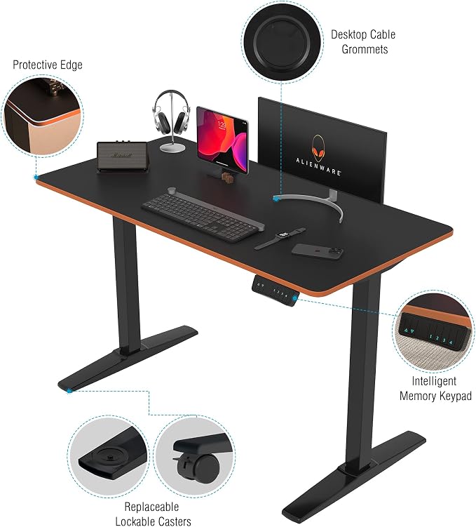 Monomi Electric Standing Desk 48”x24”, Height Adjustable Desk with Wheels - Image 8