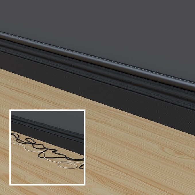 D-Line 13.12ft Cord Hider Kit, Patented Cable Cover, Hide Wires on Wall, Channel for TV Mount Cords, Raceway Wire Hiders, Paintable, Adhesive, Half Round, 4X 1.18in W x 0.59in H x 39in Lengths, Black - Image 6