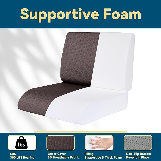 HOMBYS Extra Thick Recliner Chair Cushion with Lumbar Support Pillow for Elderly, 4.5" High Density Foam Seat Cushion, Breathable Fabric, 20"x20" Extra Large & Non-Slip for Recliner, Office,Coffee - Image 4
