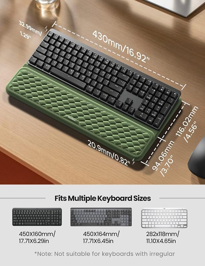 Vaydeer Wrist Rest with Keyboard Stand, Computer Wrist Support Pad, Ergonomic Keyboard Riser Holder Lifter Tray with Wrist Pad, Soft Memory Foam Desk Cushion, Palm Hand Typing for Office Home School - Image 6