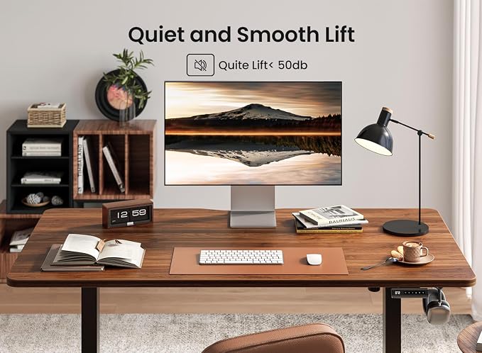 BANTI 40 × 24 Inches Standing Desk, Ergonomic, Electric Height Adjustable, Sit and Stand Up, Computer Office Desk with Splice Board, Black Frame/Black Walnut Top - Image 8