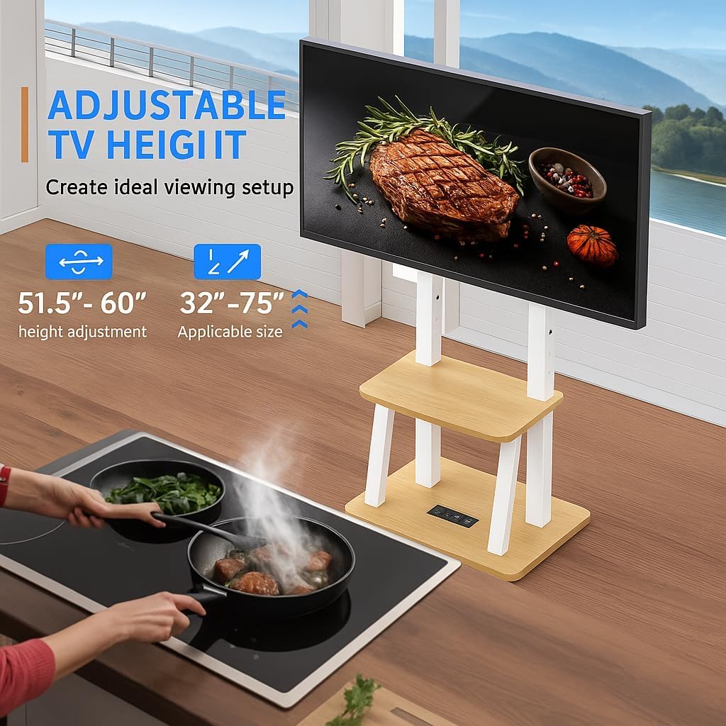 Rolling TV Stand for 32-80 Inch TVs, TV Cart with Power Outlet - Image 4