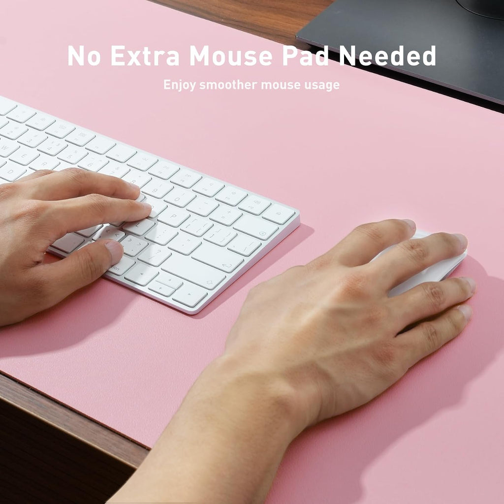 Aothia Faux Leather Desk Mat - Non-Slip PU Leather Desk Blotter, Waterproof Writing Surface, Large Desk Pad for Office & Home (Fairy Pink, 55" x 17") - Image 4