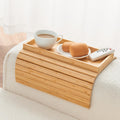Bamboo Sofa Arm Tray, Anti Falling Couch Arm Tray Table, Foldable Couch Armrest Table, Portable Sofa Armrest Trays Cup Holder for Drink, Cups, Phone, Snacks, Remote by LOVYANXUE