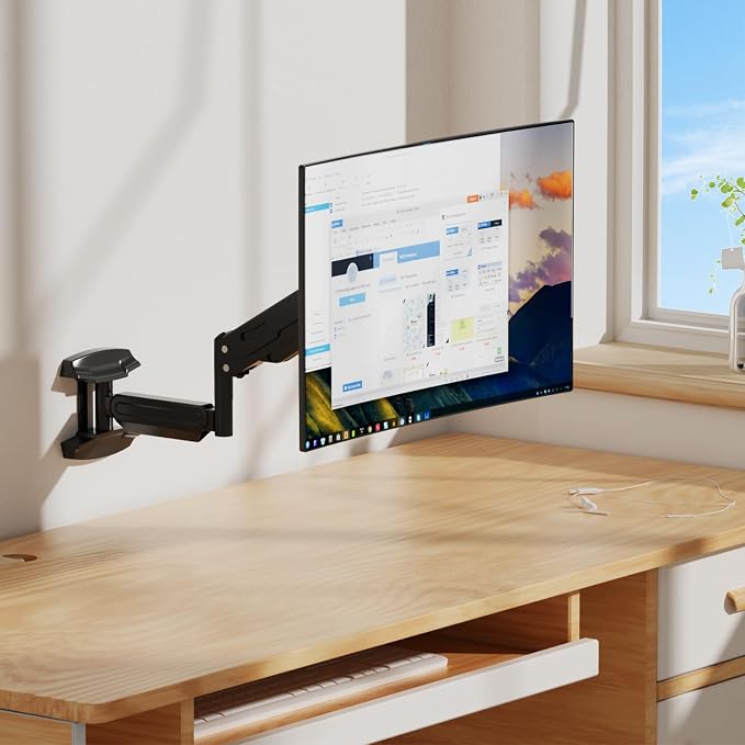Suptek Single Wall Mount Monitor for 13-32" | Full Motion Adjustable, Gas Spring Arm, Holds up to 22lbs, VESA 75x75/100x100 - Image 7