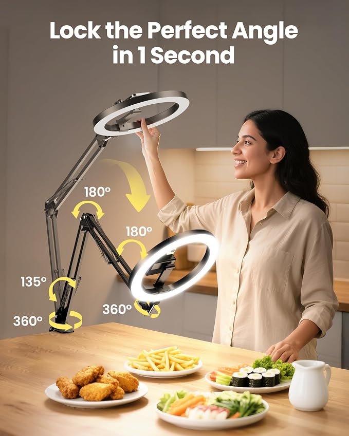 Upgrade Ring Light Overhead Camera Phone Mount for Desk, Evershop 10” Selfie Light with Stand Tripod for iPhone, Light with Phone Holder for Video Recording,Zoom Meeting,Live Streaming Tiktok,YouTube - Image 2