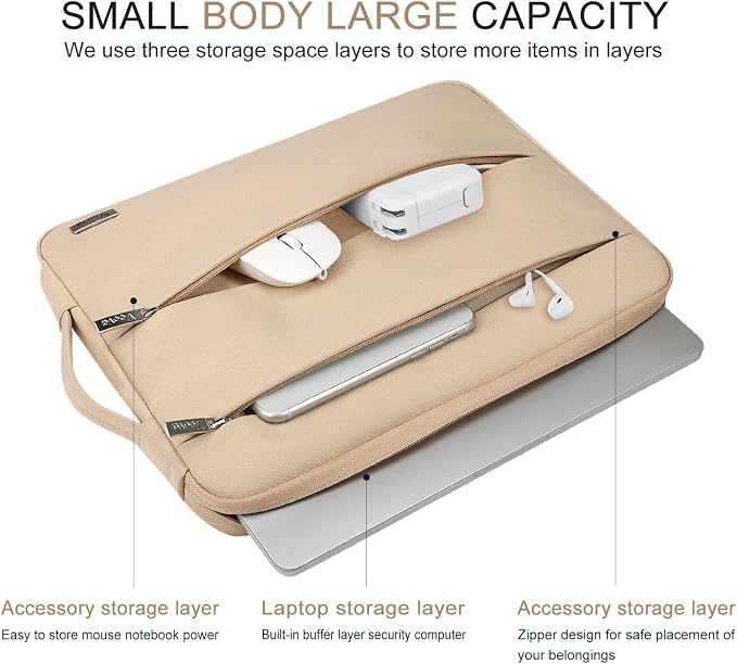 Voova 15.6-16 Inch Laptop Sleeve, Laptop Case, MacBook Case, Apricot | Slim splash-proof 16-inch laptop sleeve compatible with MacBook Pro M1-M5 Max, HP, Lenovo, Acer and Asus for daily use - Image 2