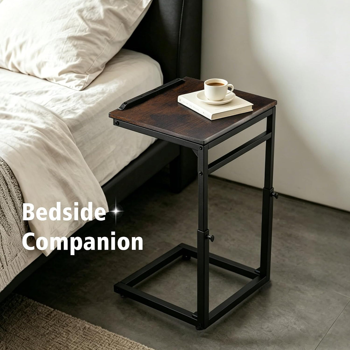 facka TV Tray Table, Adjustable Height & 0-60° Tilt C Table for Sofa - Image 6