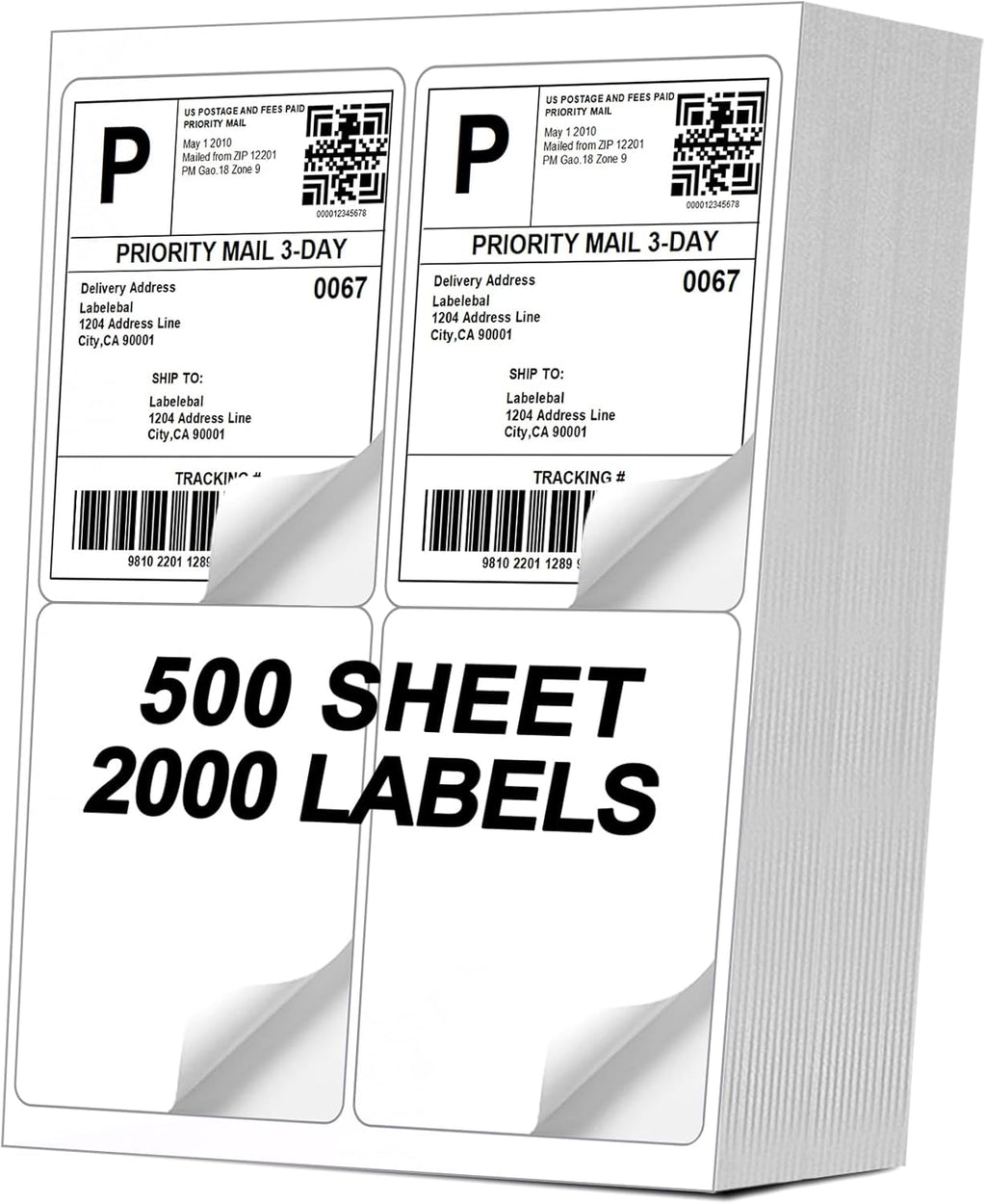 [500 Sheets 2000 Labels] 4-UP 4''x5'' Shipping Labels for Laser & Inkjet Printers, Shipping Mailing Labels, 4 Pcs Per Page Shipping Labels by Labelebal