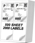 [500 Sheets 2000 Labels] 4-UP 4''x5'' Shipping Labels for Laser & Inkjet Printers, Shipping Mailing Labels, 4 Pcs Per Page Shipping Labels by Labelebal