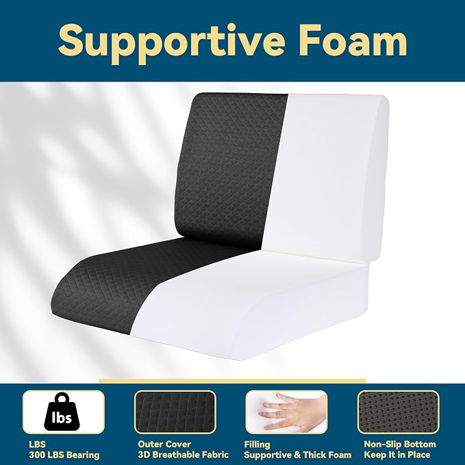 HOMBYS Extra Thick Recliner Chair Cushion with Lumbar Support Pillow for Elderly, 4.5" High Density Foam Seat Cushion, Breathable Fabric, 20"x20" Extra Large & Non-Slip for Recliner, Office, Black - Image 4