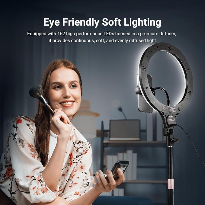 NEEWER ENTRY LEVEL VERSION N37 10.5" RGB Ring Light with Desktop Stand/Phone Holder Compatible with iPhone/Remote, 10W CRI85+ LED Lighting for TikTok YouTube Streaming Recording Laptop Zoom Video Call - Image 3