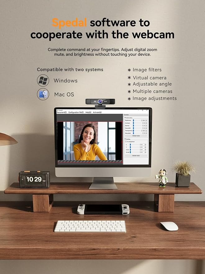 Spedal 4K Webcam with Tripod, Wide Angle 120° USB Webcam, Sony 1/2.8" Sensor, Dual Microphones, Remote Control, Auto Focus for Video Conferencing, Online Meetings, Streaming, Zoom & Teams | USB Webcam, 1/2.8", Dual Microphones, Auto Focus for Video Con... - Image 7