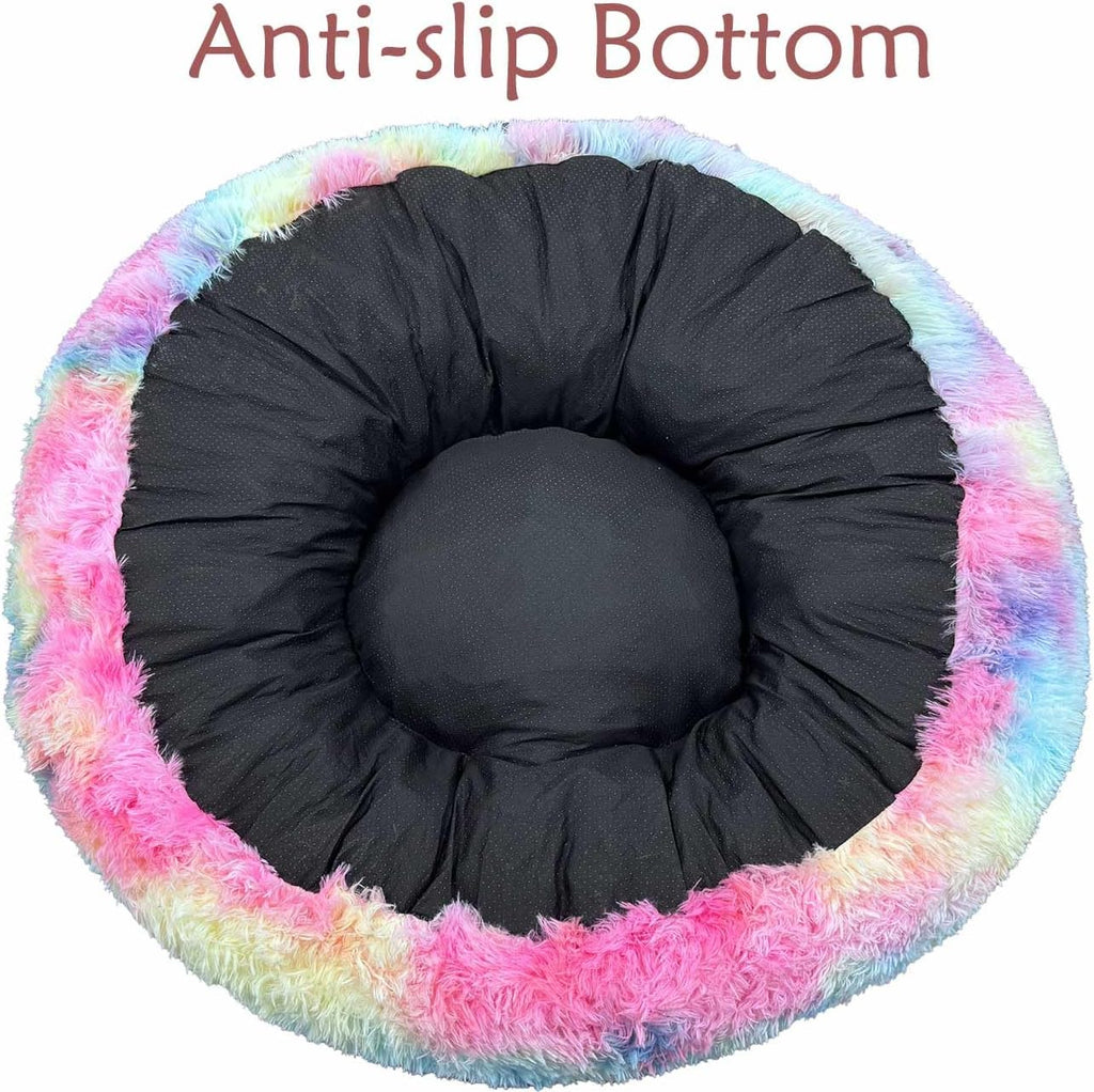Plush Faux Fur Bean Bag Chairs, Memory Foam Filled Sofa Chair Shape Bean Bag for Adults/Teens/Kids, Ultra-Soft Lazy Sofa for Living Room Bedroom College Dorm, Rainbow - Image 3