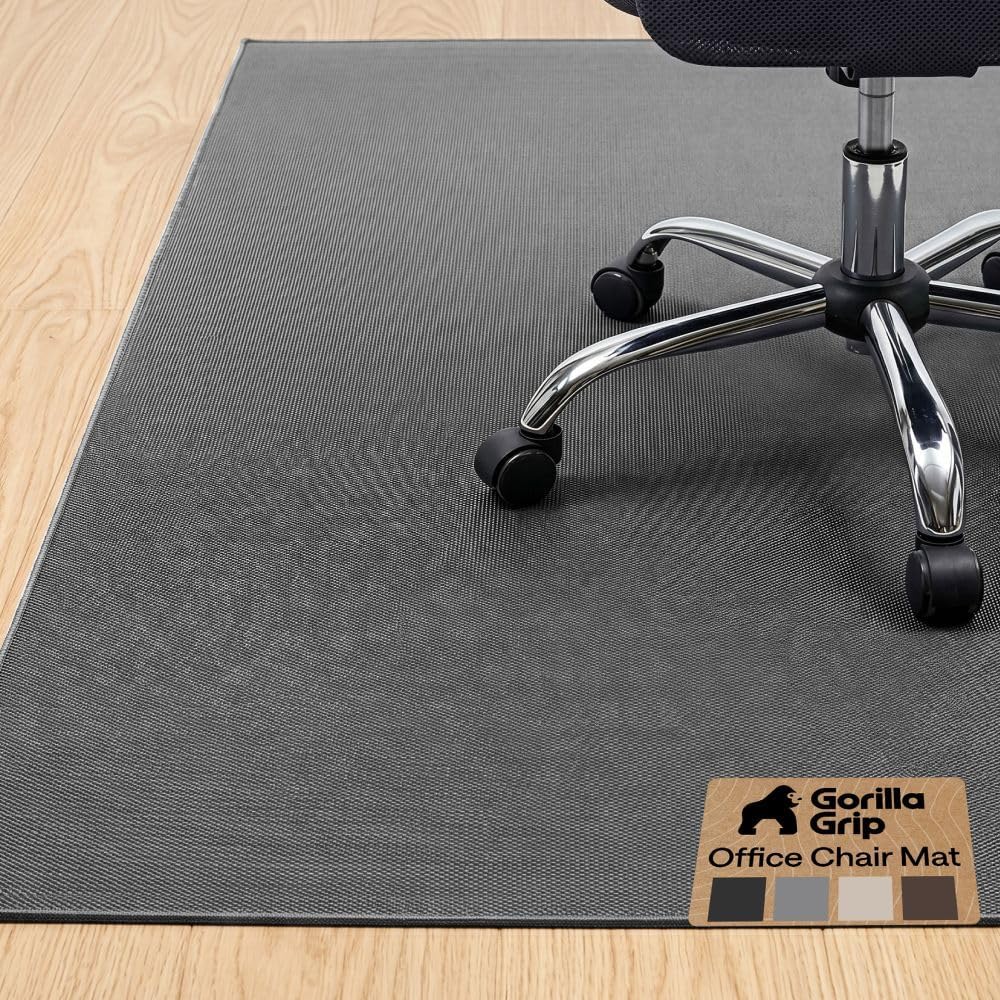 GORILLA GRIP Office Chair Mat for Hard Floors, Under Desk Rug, 46x34 Gray by GORILLA GRIP