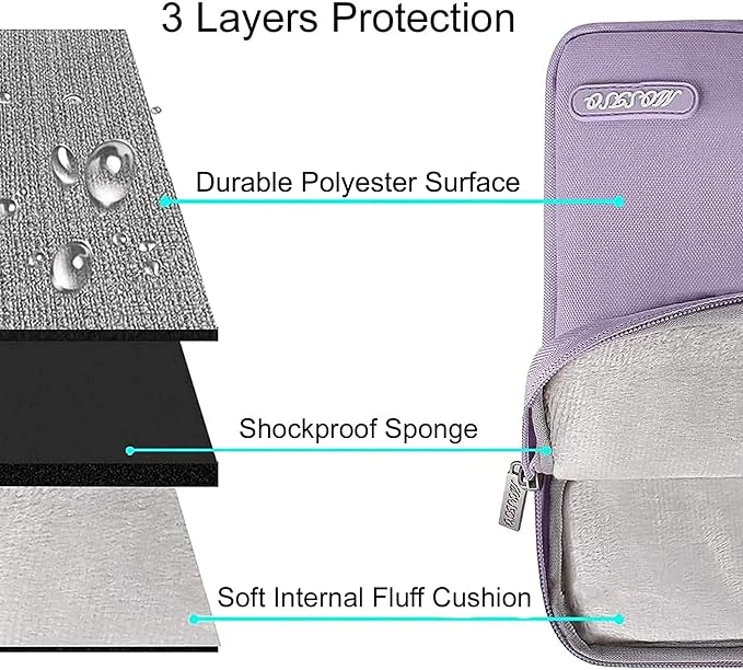 MOSISO Laptop Case 13.3 inch, 13-13.3 inch Laptop Sleeve Bag with Pocket | Compatible with MacBook Air/Pro 13/Pro 14 M5 M4 M3 M2 M1, HP Dell ASUS Lenovo, Polyester Vertical Computer Bag, Purple - Image 3