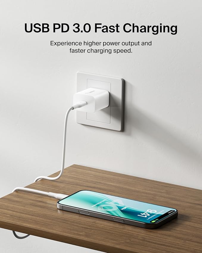 Belkin 20W Compact USB C Charger Block, Fast Charging for Travel | iPhone Charger Fast Charging, iPhone 17, Samsung Galaxy S25, Google Pixel 10, iPad, AirPods, Apple Watch - Image 3