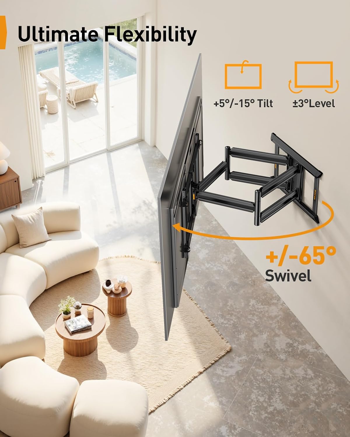 Perlegear Full Motion TV Mount for 55–120 inch TVs up to 225 lbs - Image 5