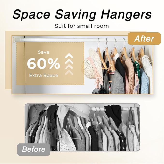 HOUSE DAY Closet Organizers and Storage, Dorm Room Essentials 60 Pack | Clear Clothes Hanger Connector Hooks, Heavy Duty Hangers Organization, Premium Space Saving Hangers for College - Image 2